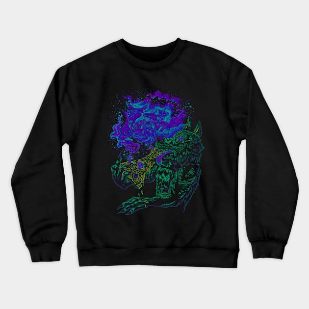 Trippy Wolf Crewneck Sweatshirt by bobygates